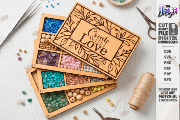 Bead Organizer Box Laser Cut Storage Box for Creative Branding