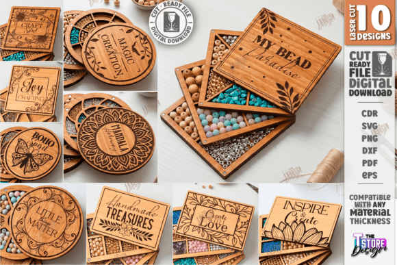 Bead Organizer Boxes Laser Cut Bundle for Digital Sellers