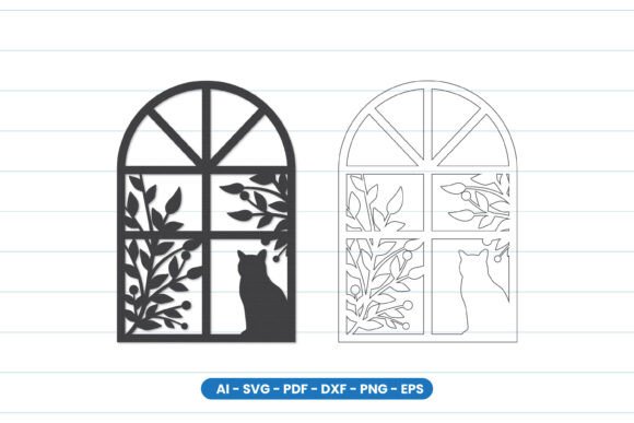 Cat Window Scene Laser Cut SVG for Home Decor & Craft Projects