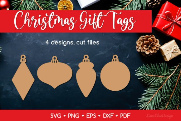 Christmas Ball Shaped Gift Tags SVG for Laser Cutting & Winter Amp Projects