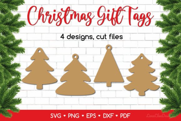 Christmas Tree Shaped Gift Tags SVG for Laser Cutting & Winter Amp Branding