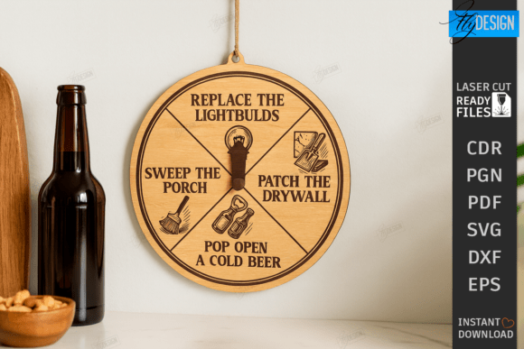 Dad Chore Wheel Laser Cut Funny Clock: A Playful Wall Decor Design for Content Publishers