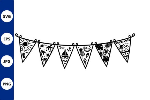 Decorative Bunting Banner with Tropical: A Bold Illustration for Summer-Themed Editorial Design