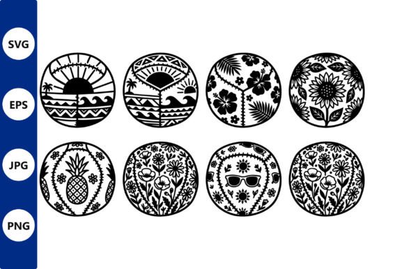 Decorative Tropical Circle Patterns: Graphics for Handmade Crafters & Illustrations for Creative Makers