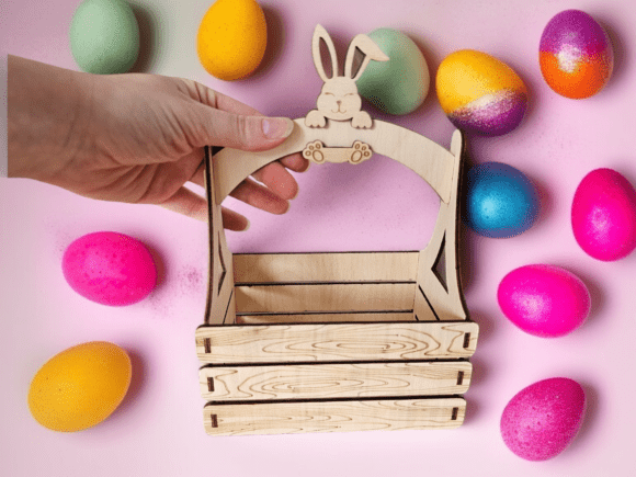 Easter Bunny Gift Basket SVG for Laser Cutting & Spring Amp Crafts