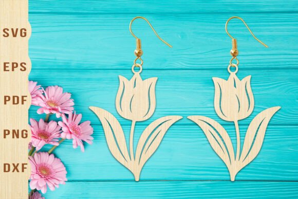 Elegant Spring Branding with Tulip Flower Earrings Laser Cut SVG