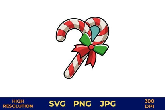 Festive Candy Canes with a Decorative Graphic for Crafting & Handmade Business