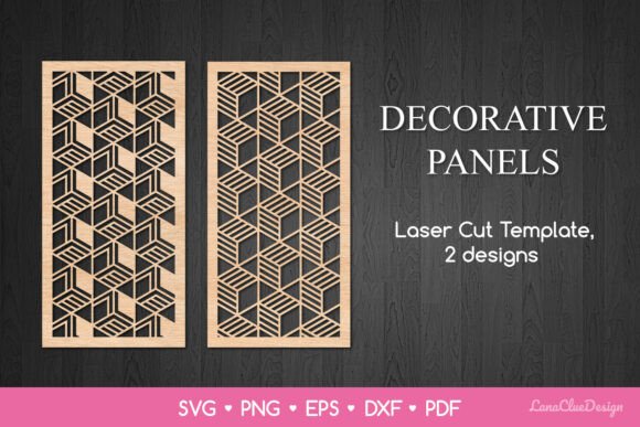 Geometrical Vertical Panels Template SVG for Laser-Cut Wall Decor