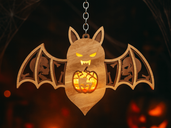 Halloween Bat Lantern for Laser Cutting in Autumn Amp