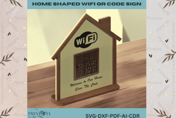 Home Shaped WiFi QR Code Sign – Laser Cut File for Other Home Decor