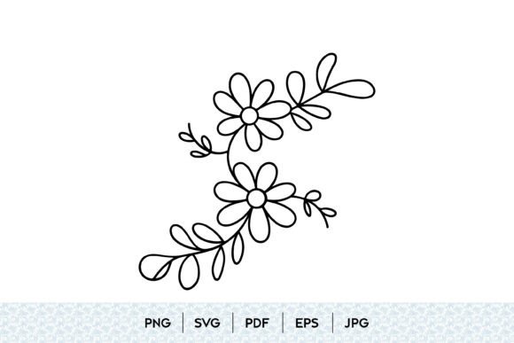 Minimal Floral Branch Line Art SVG