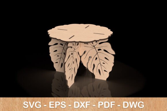Monstera Leaf Plant Pot Stand for Laser Cutting Projects