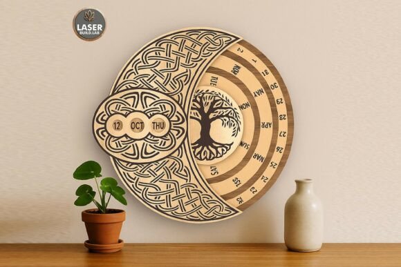 Perpetual Calendar – Celtic Tree of Life: A Laser-Cut Design for Winter Amp Branding