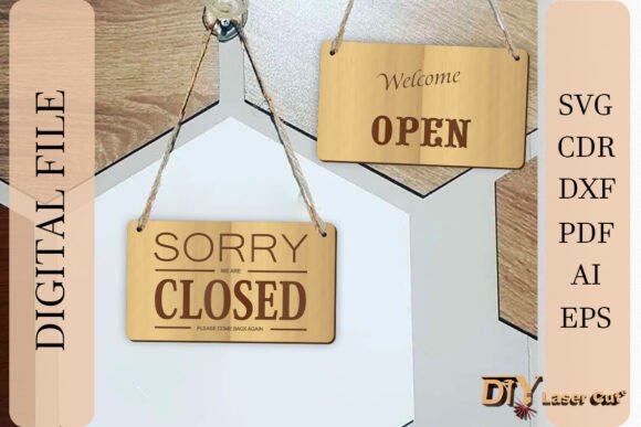 Reversible Open Closed Door Sign: A Laser-Cut Design for Modern Branding and Marketing
