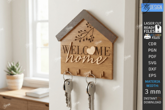 Wall Key Holder Laser Cut Key Hanger for Real Crafting & Handmade Business Use