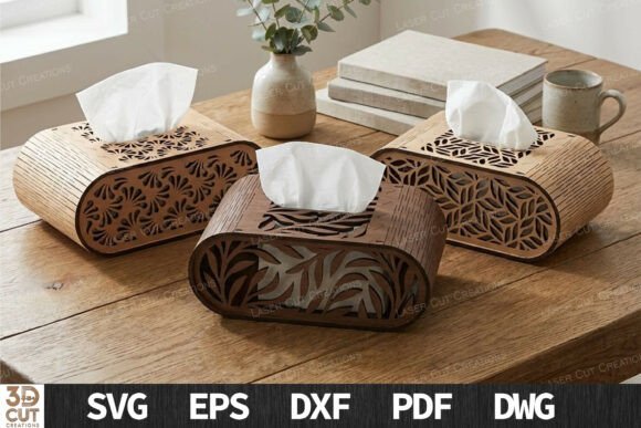 Wooden Tissue Box SVG Bundle: Laser-Cut Elegance for Modern Design Boxes